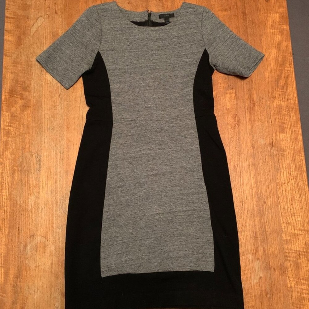 J.Crew Gray & Black Colorblock Sheath Dress | Short Sleeve | Size 6